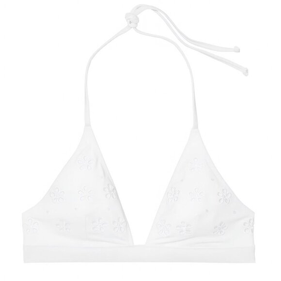 Victoria’s Secret ✦ Eyelet Halter Lace Top ✦ White Longline Bikini Sz S NWT - Picture 3 of 6